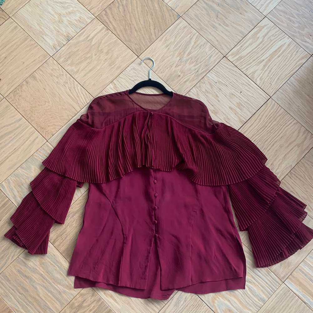 Prabal Gurung silk top in burgundy sz 2